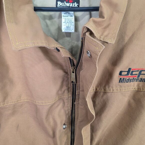 Mens Bulwark Flame-Resistant Tan Full Zip & Button Jacket Cotton Blend XXL - Picture 5 of 9